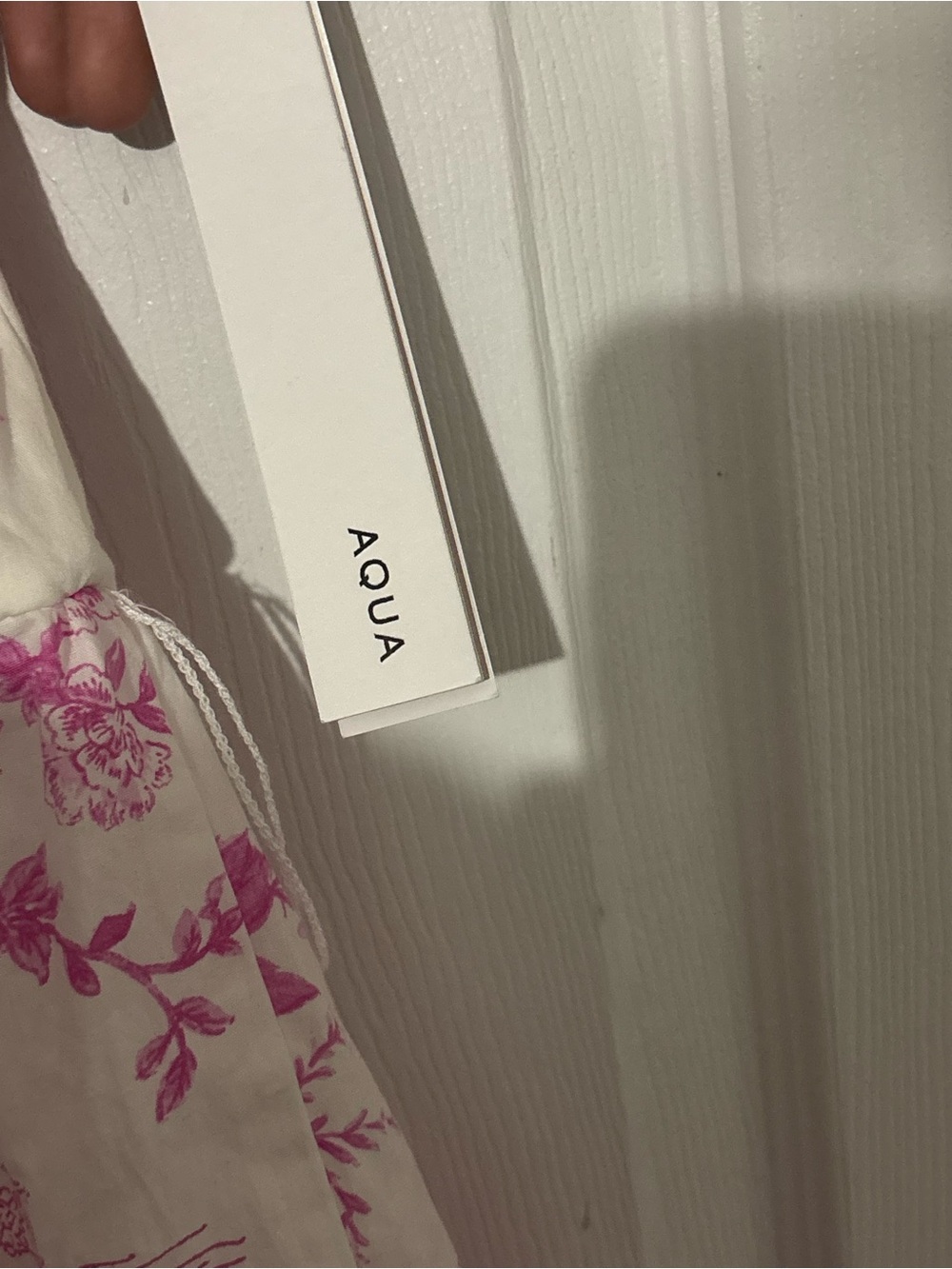 Aqua White and Pink Floral Midi Dress with Puff Sleeves - Picture 4 of 6